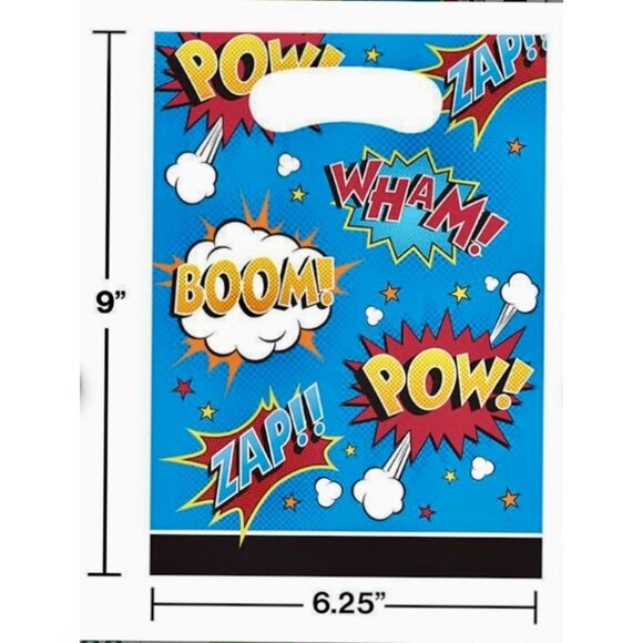 NEW Party Favor Loot Bags, Superhero Slogans (96-Count - Picture 1 of 2